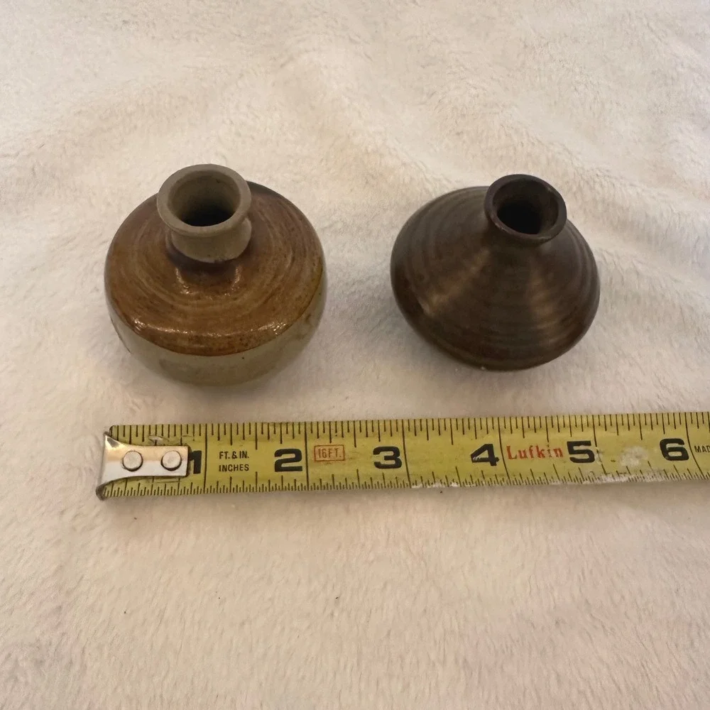 Vandor Import Bud Vase Set Small Brown Excellent Vintage Japan Pottery Retro MCM